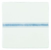 Linen Border Blue on Papyrus, 130 x 130 x 10