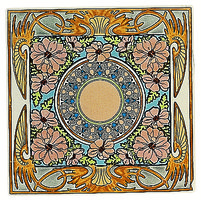 Evening Reverie Single Floral Tile on Country White , 152 x 152 x 7