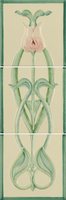 Angelina Pink Tulip 3-Tile Set on Country White , 152 x 152 x 7 per tile