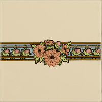 Evening Reverie Border Tile on Country White , 152 x 152 x 7