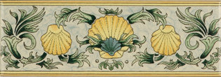 Scallop Shells, Blue & Yellow , 152 x 50 x 7