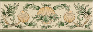 Scallop Shells, Green & Buff , 152 x 50 x 7