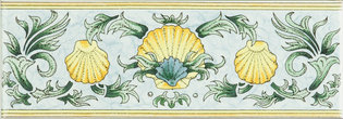 Scallop Shells, Blue & Yellow , 152 x 50 x 7