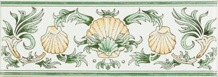 Scallop Shells, Green & Buff , 152 x 50 x 7