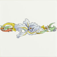 Blue Iris Border tile (full size) on Brilliant White, 152 x 152 x 7