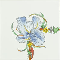 Blue Iris Corner tile on Brilliant White, 152 x 152 x 7