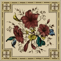 Plant & Urn Single tile on Country White, 152 x 152 x 7