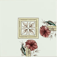 Plant & Urn Corner tile on Brilliant White, 152 x 152 x 7