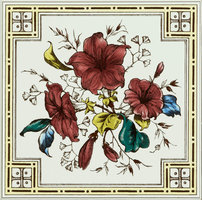 Plant & Urn Single tile on Brilliant White, 152 x 152 x 7