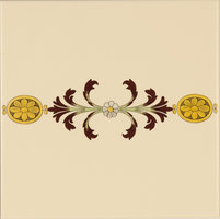 Cameo Carousel Border tile on Country White, 152 x 152 x 7