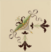 Cameo Carousel Corner tile on Colonial White, 152 x 152 x 7