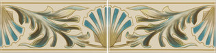 Shell Frieze 2-tile set on Country White , 152 x 76 x 7 per tile
