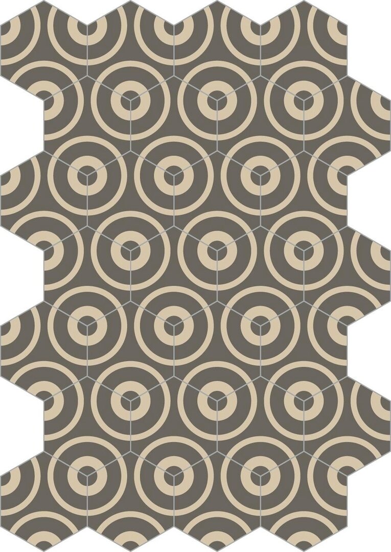 Bisazza cementtegel Hexagon Concentric Tortora 200 x 230