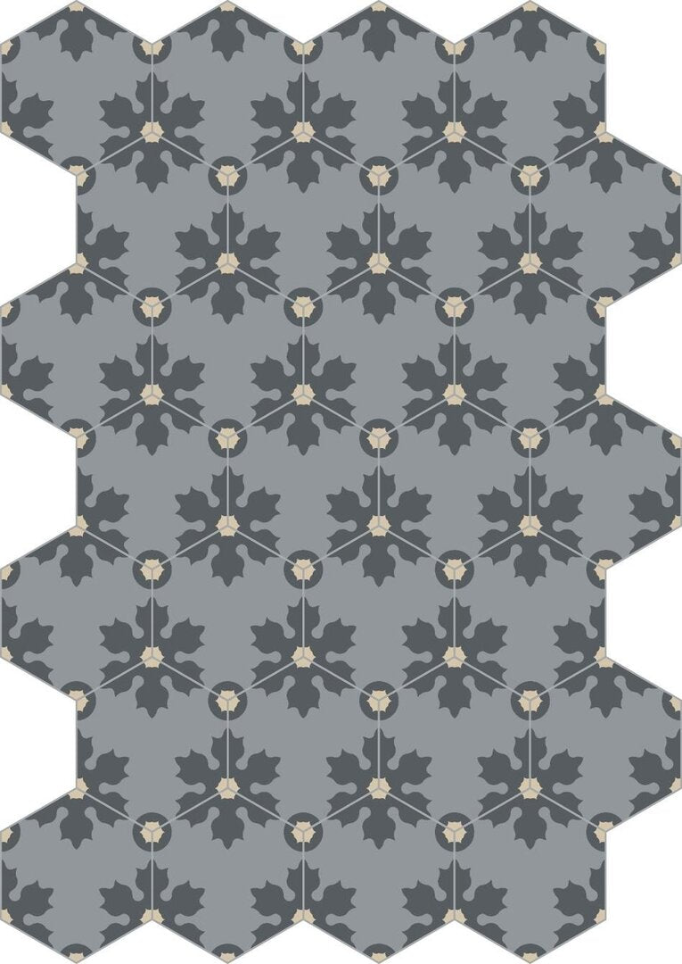 Bisazza cementtegel Hexagon Freeze Titanio 200 x 230