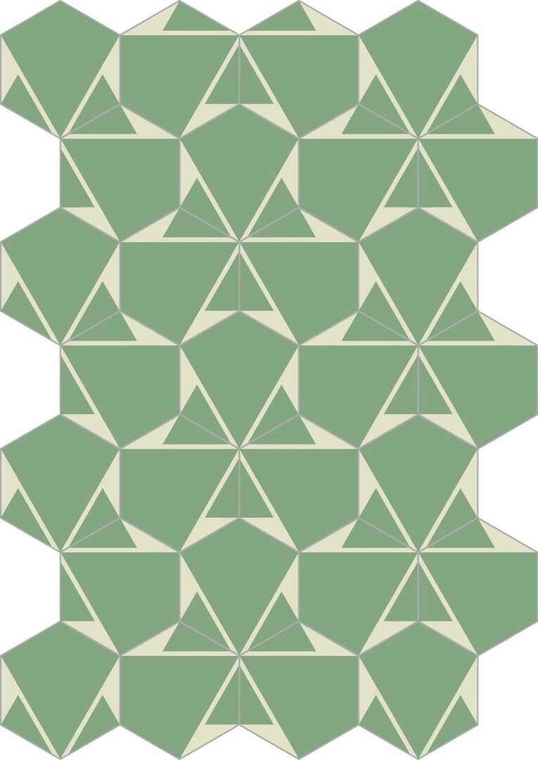 Bisazza cementtegel Hexagon Plisados Jade C 200 x 230