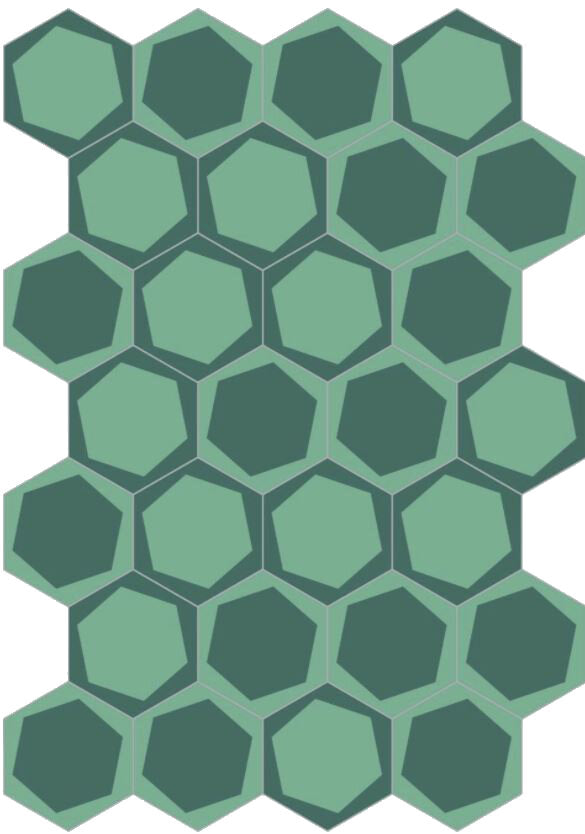 Bisazza cementtegel Hexagon On-Off Teal 200 x 230)