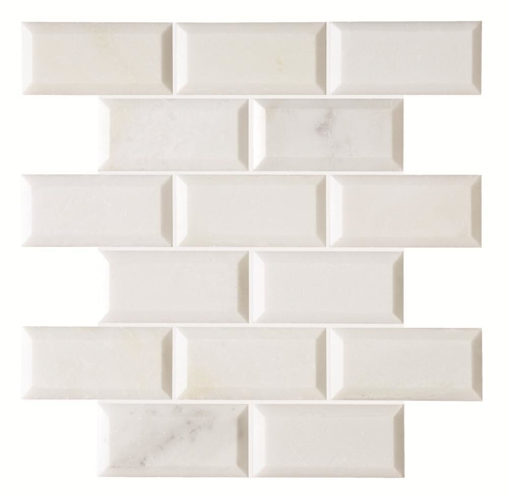 Viano White Marble Bevel Honed 305 x 261 x 10