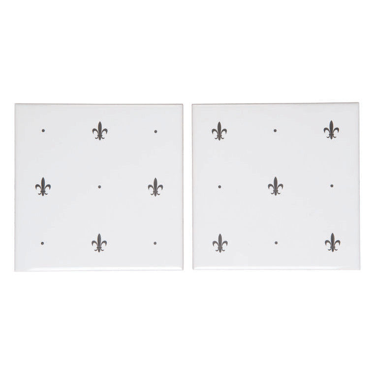 Fleur De Lis Platinum on Brilliant White 152 x 152