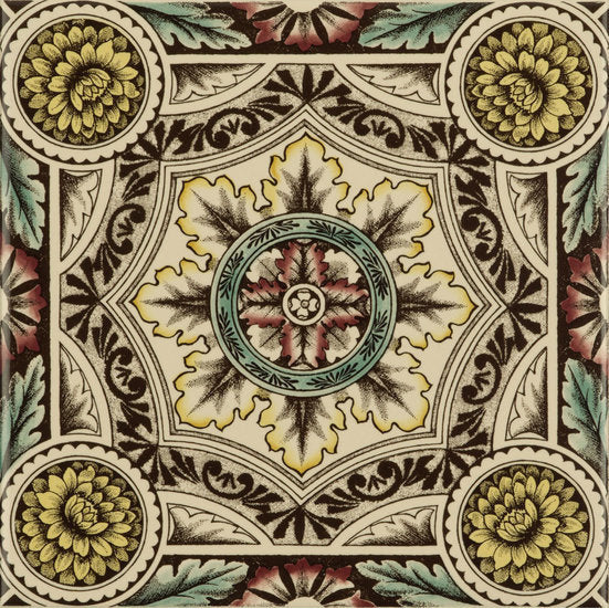 Symmetrical Floral Pattern on Country White , 152 x 152 x 7
