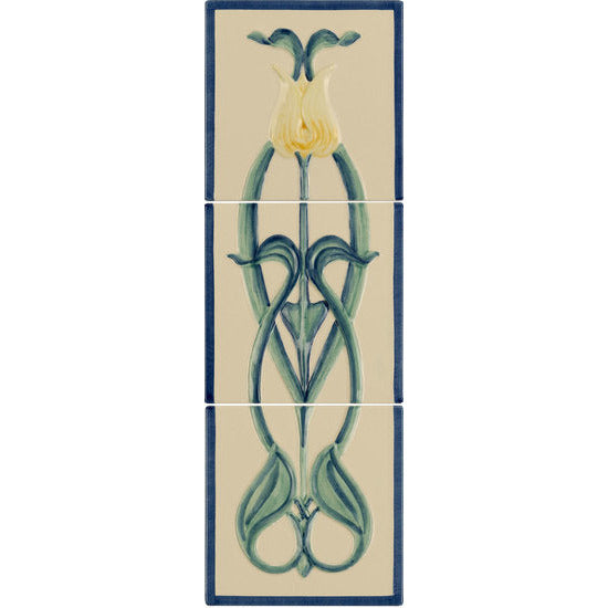 Henrietta Yellow Tulip 3-Tile Set on Country White , 152 x 152 x 7 per tile