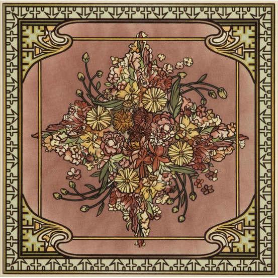 Spring Single Floral Tile on Country White 152 x 152