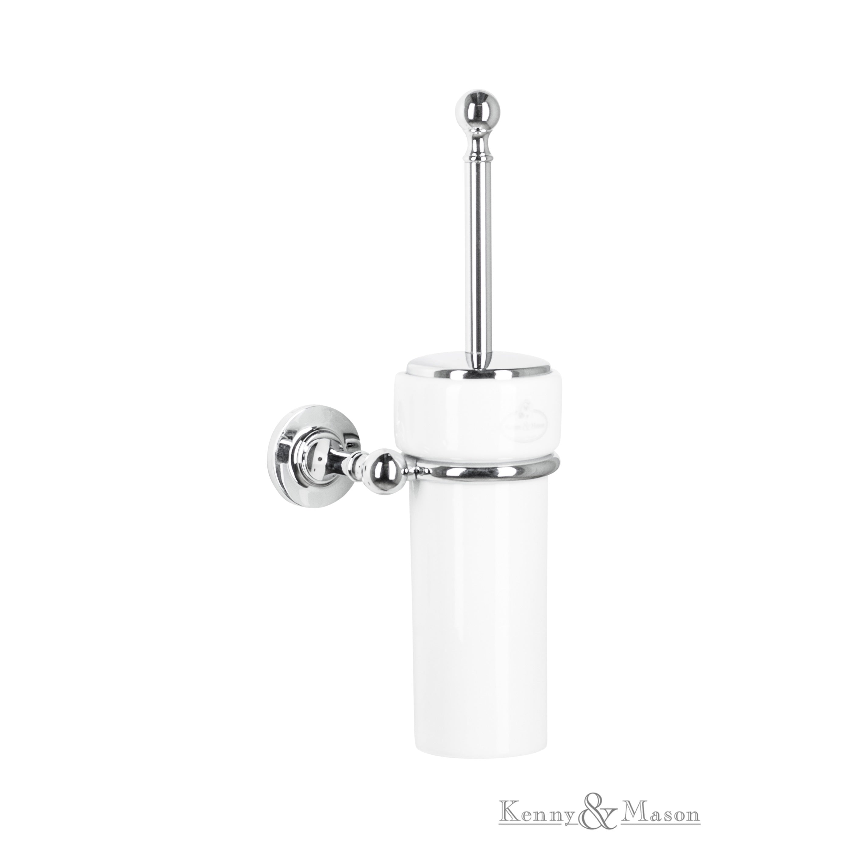 Metal Stem - Wall Toilet Brush Holder with Ceramic Pot