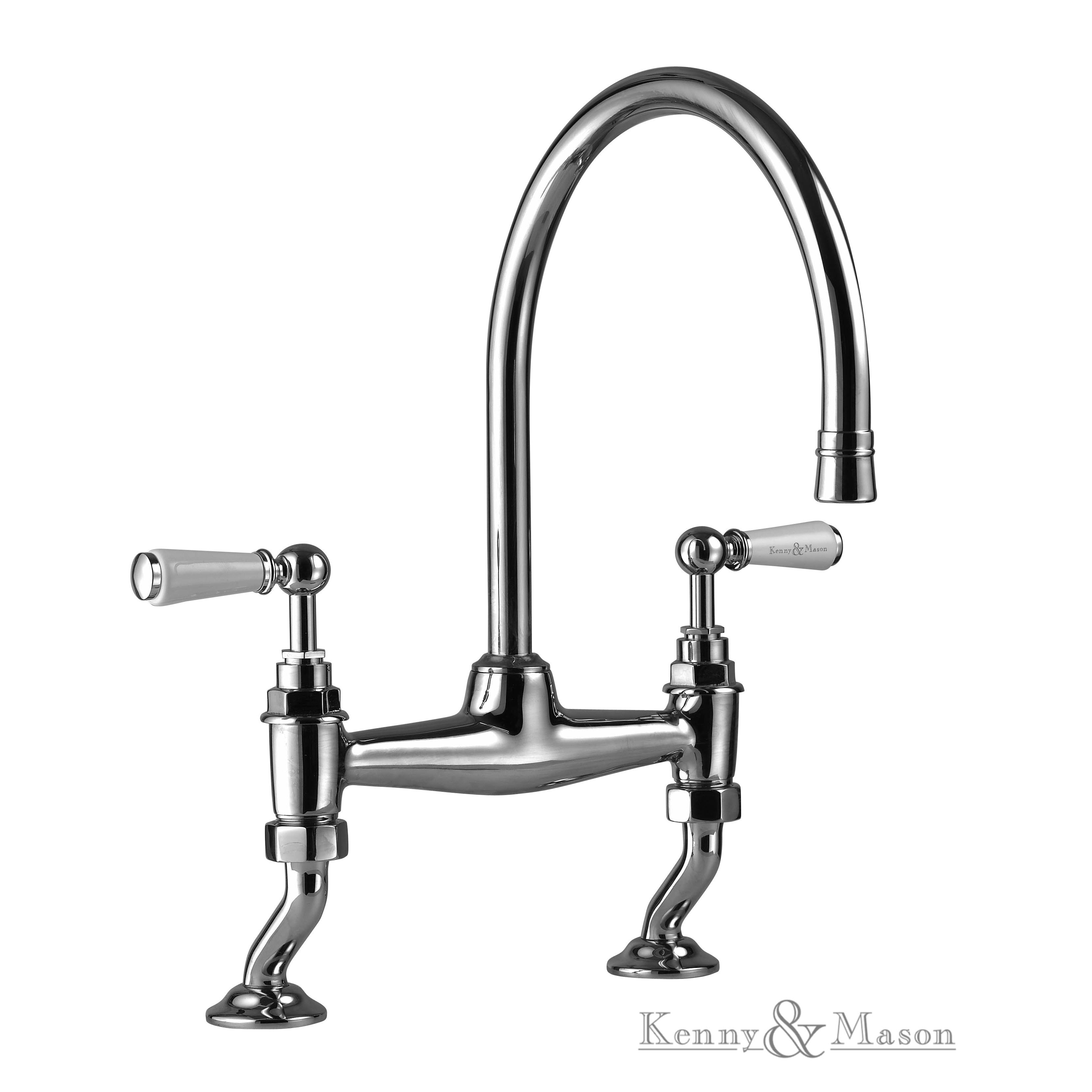 Kitchen Range - Bridge Mixer - Deck - White Levers