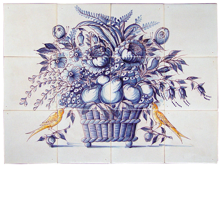 Bloemstuk met fruit in mand 390 x 520 x 8
