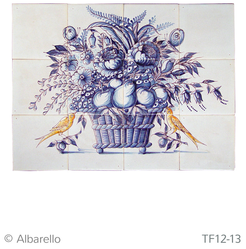 Bloemstuk met fruit in mand 390 x 520 x 8