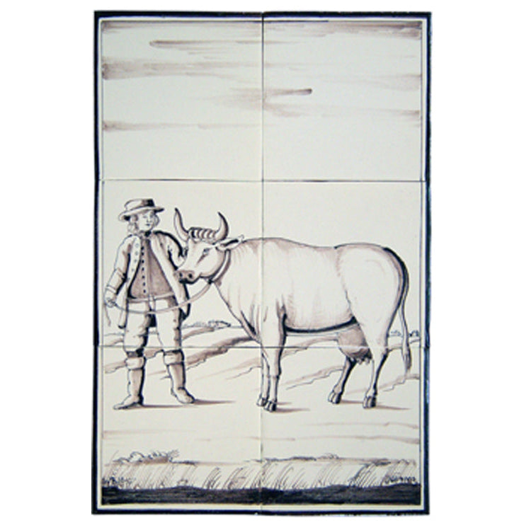 Koe met boer 390 x 260 x 8