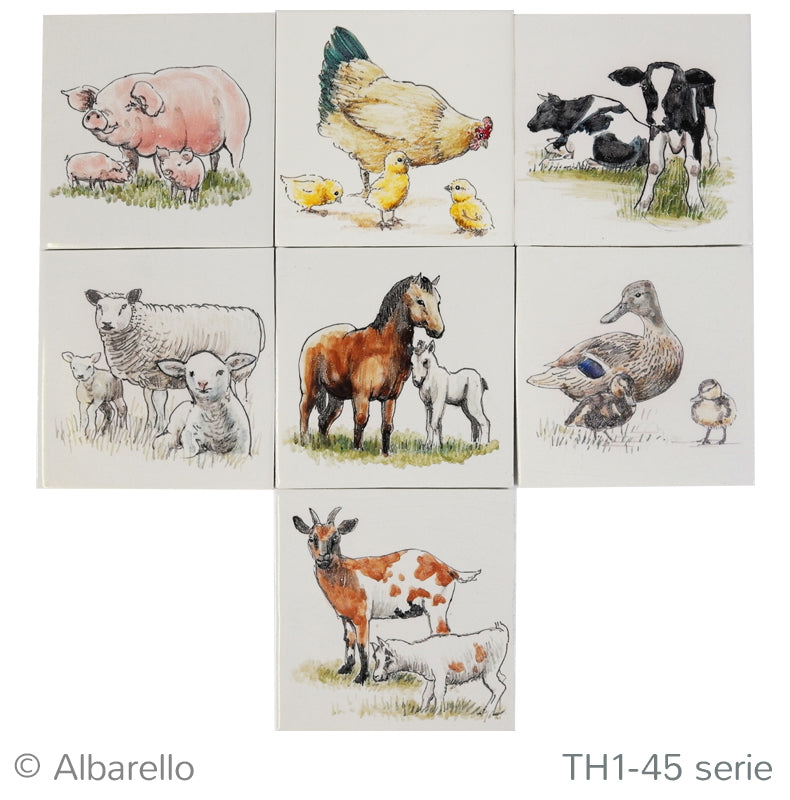 Dieren met jongen 130 x 130 x 8 set (7 stuks)