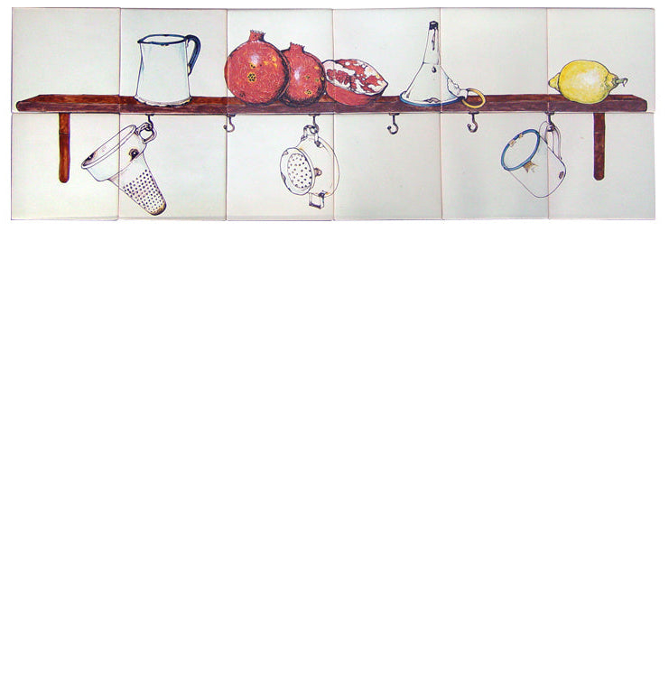 Emailgoed en fruit op plank 260 x 780 x 8