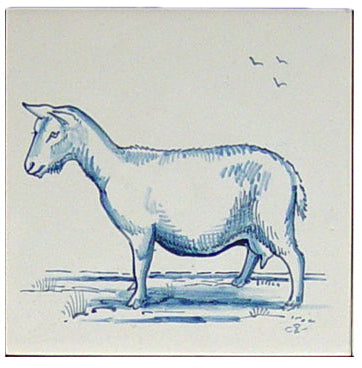 Geit 2 Blauw (Dieren rond de boerderij) 130 x 130 x 8