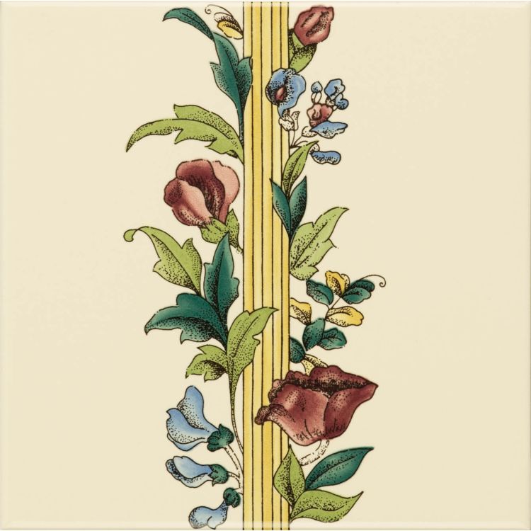 Poppy & Wheatsheaf Border tile (no wheat) 152 x 152