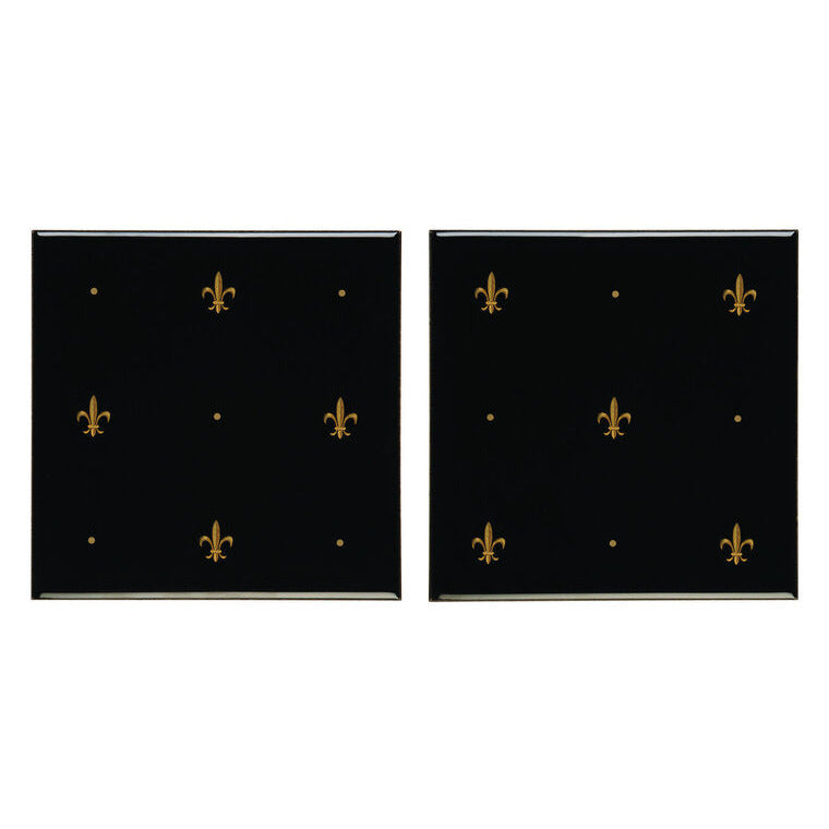 Fleur De Lis Gold on Black 152 x 152
