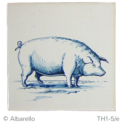 Varken 1 Blauw (Dieren rond de boerderij) 130 x 130 x 8