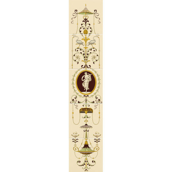 Cameo Carousel 5-tile set (with Harp) on Country White, 152 x 152 x 7 per tile