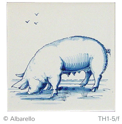 Varken 2 Blauw (Dieren rond de boerderij) 130 x 130 x 8
