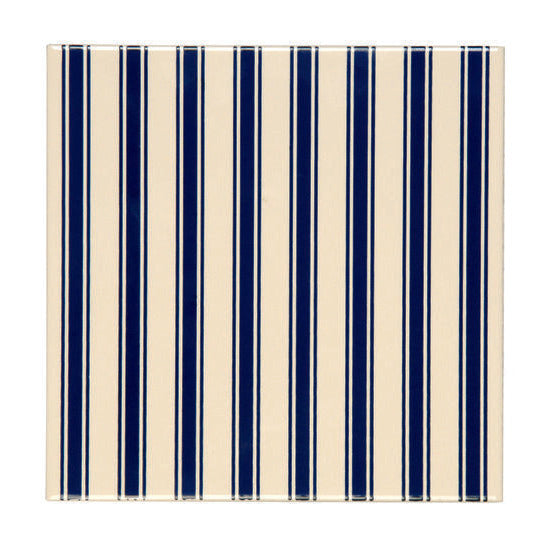 Regency Stripe Royal Blue on Country White 152 x 152
