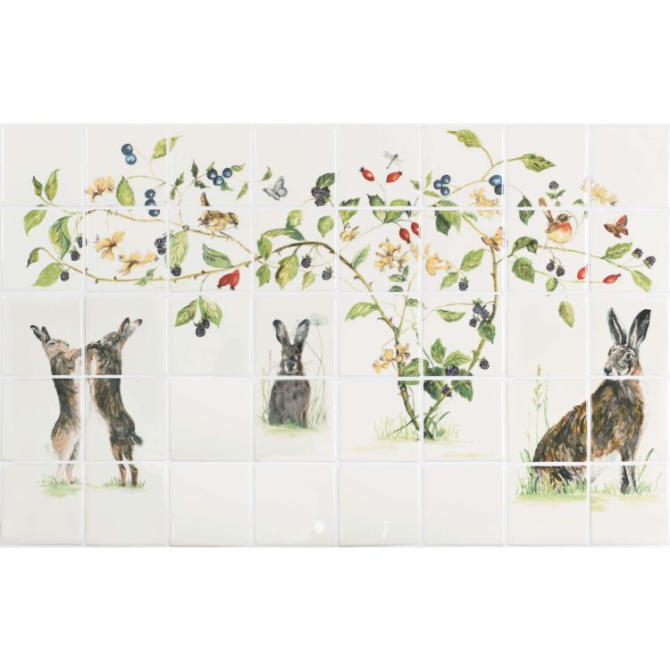 Family of Hares 40 Tile Panel 984 x 615 x 10