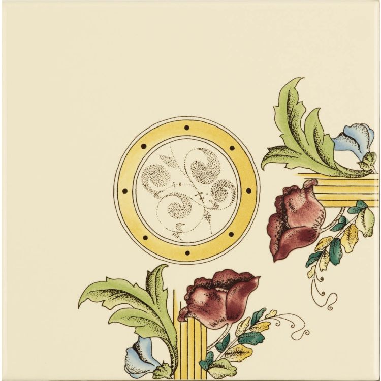 Poppy & Wheatsheaf Corner tile 152 x 152