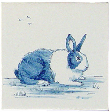 Konijn 2 Blauw (Dieren rond de boerderij) 130 x 130