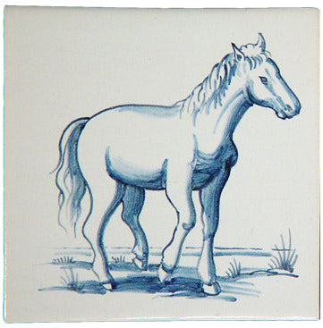 Paard 1 Blauw (Dieren rond de boerderij) 130 x 130