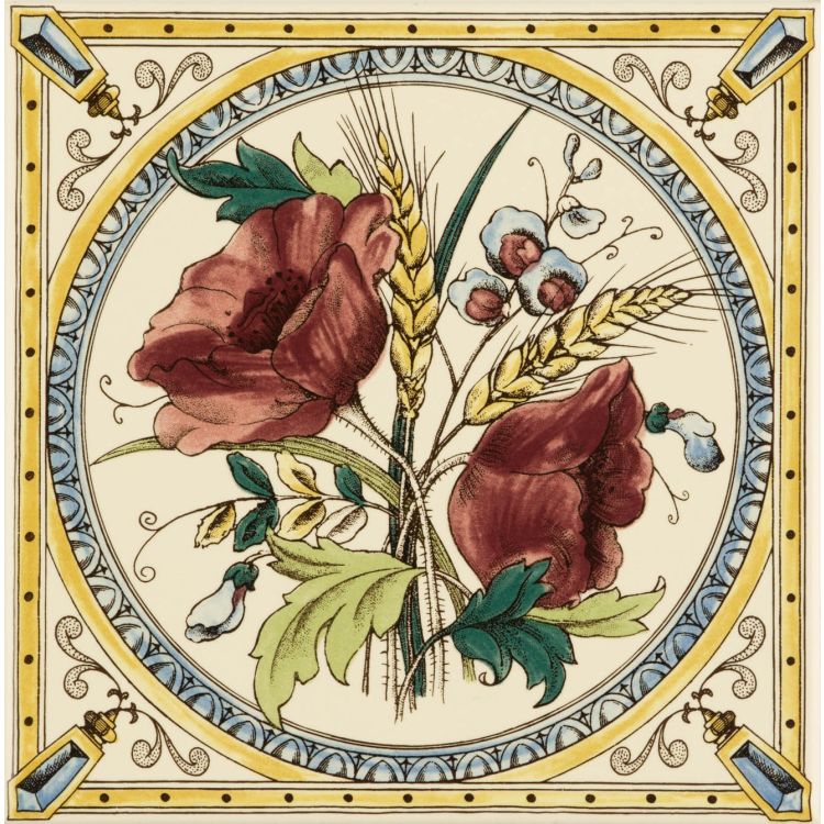 Poppy & Wheatsheaf Single tile 152 x 152